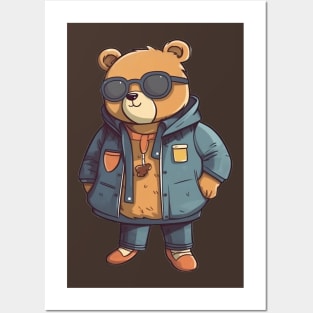 A cute teddy bear wearing street fashion Posters and Art